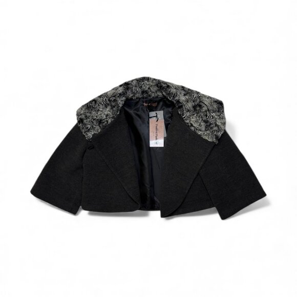 Italian Faux Fur Trimmed Grey Coat, Brand New w Tags - Picture 4 of 5